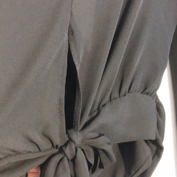 Chocolate Womens Sheer Blouse Size L Wraparound Black Formal - Picture 4 of 5